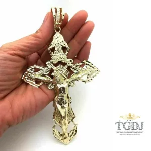 Men’s 14k Solid Gold Big Cross Pendant 5.25"