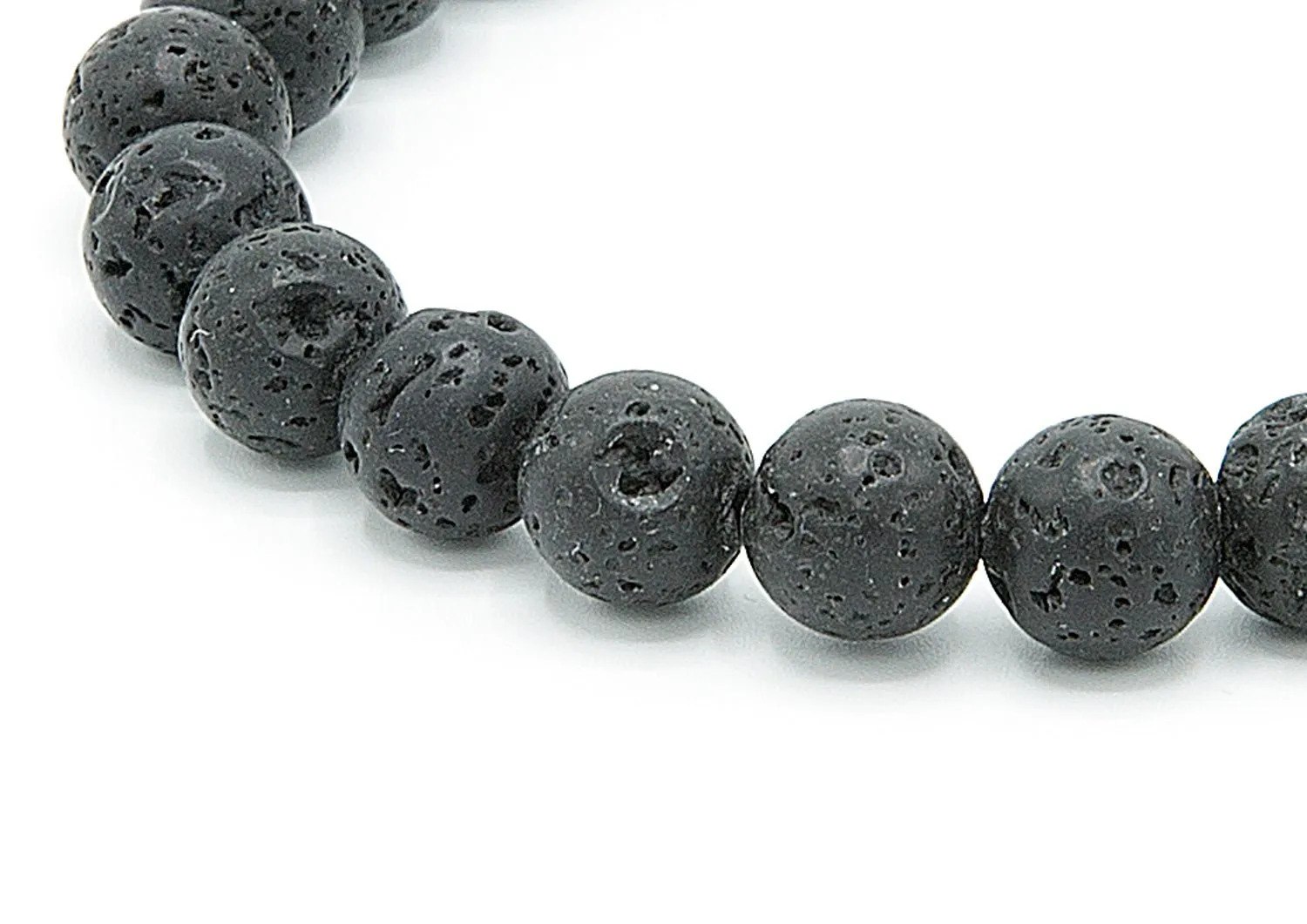 Men’s Natural Black Hematite Stone Pyramid Beaded Bracelet, Lava Natural Stone Elastic Bracelet 8mm, Leather Bracelet, Set of 3 Gift Ideas