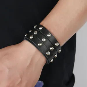 Mens's 3 Rows Leather Bracelet