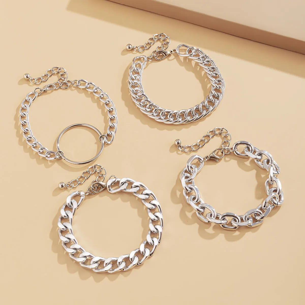 Metal Chain Combination Bracelet, Geometric Cold Wind Hollow Bracelet