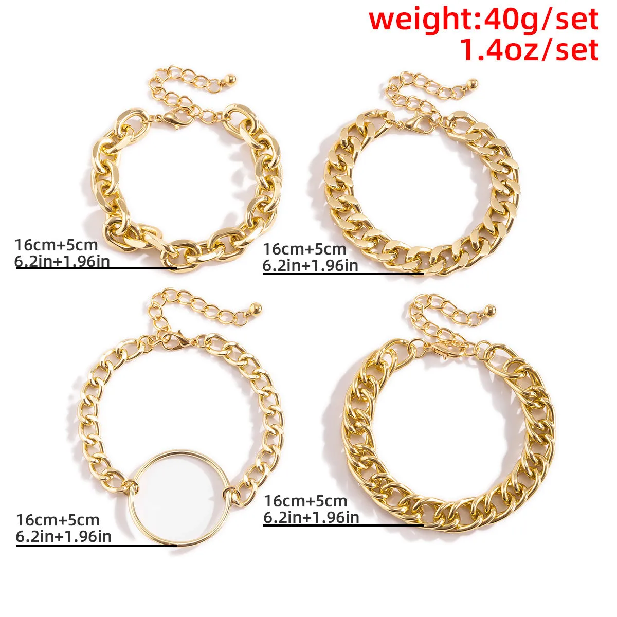 Metal Chain Combination Bracelet, Geometric Cold Wind Hollow Bracelet