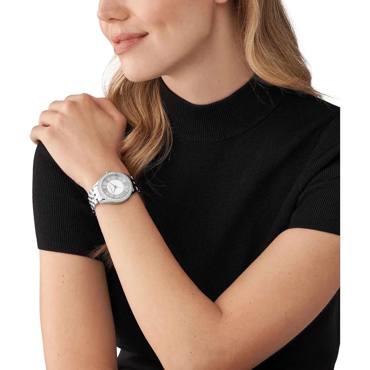Michael Kors Harlowe Pavé Silver-Tone wristwatch, silver