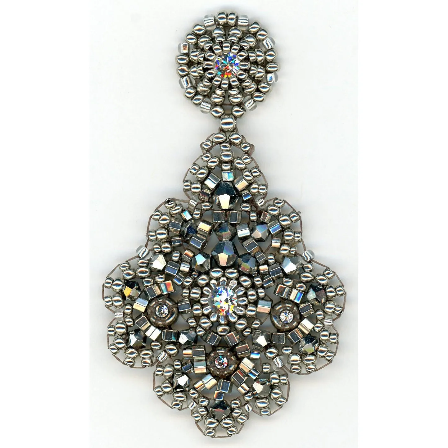 Miguel Ases Classic Silver Metallic Scalloped Edge Drop - ON SALE