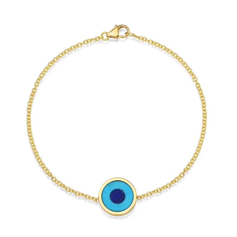 Mini Turquoise Inlay Evil Eye Bracelet