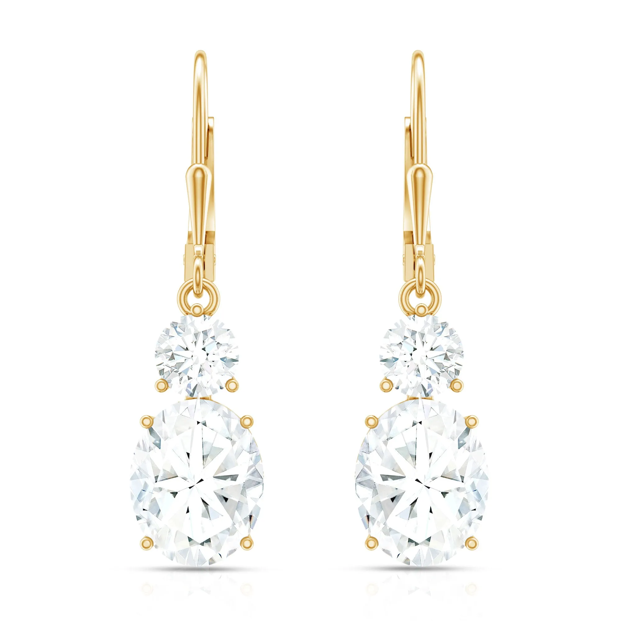 Minimal Zircon 2 Stone Drop Earrings with Lever Back