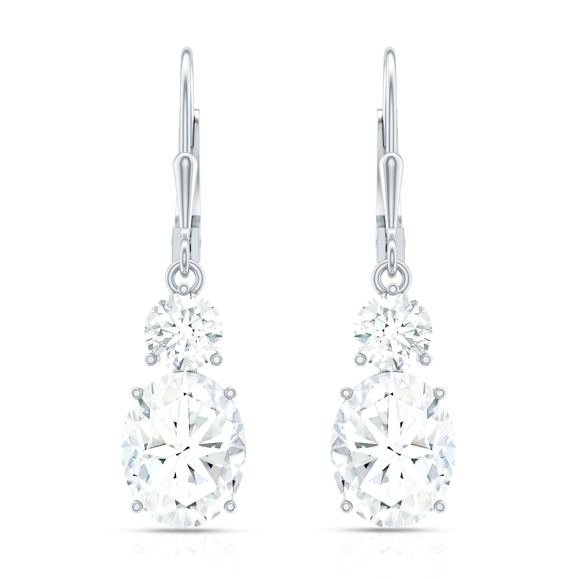 Minimal Zircon 2 Stone Drop Earrings with Lever Back