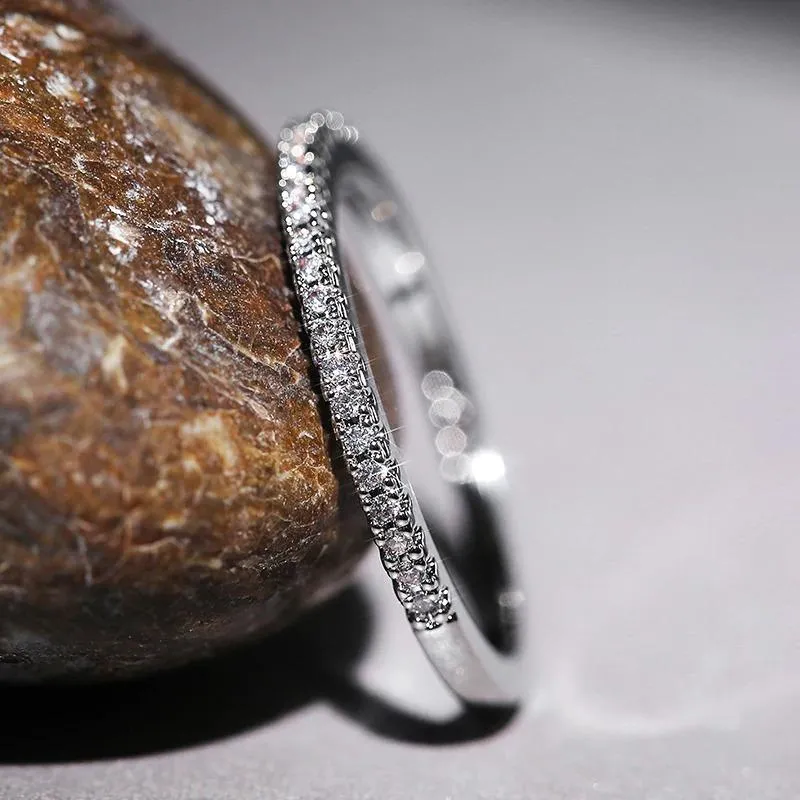 Minimalist Brilliant Zircon Encrusted Stackable Rings