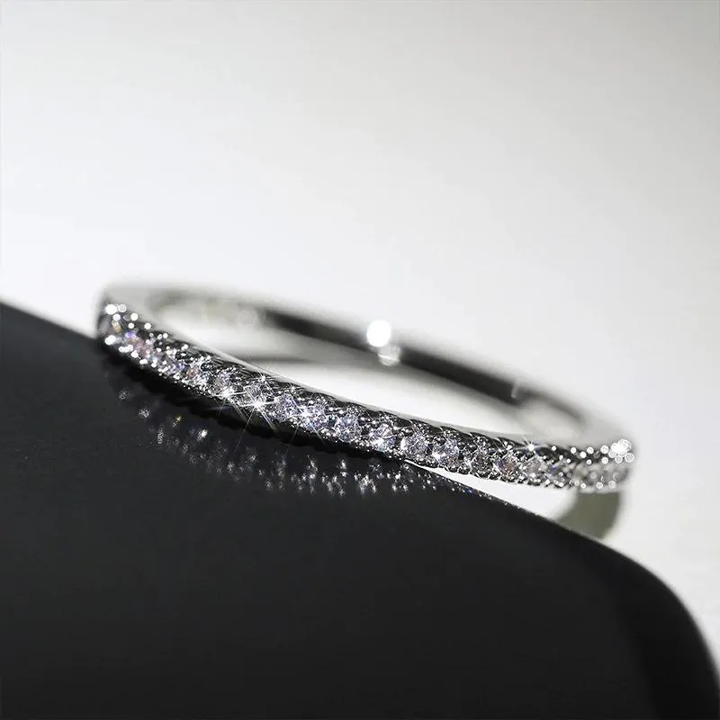 Minimalist Brilliant Zircon Encrusted Stackable Rings