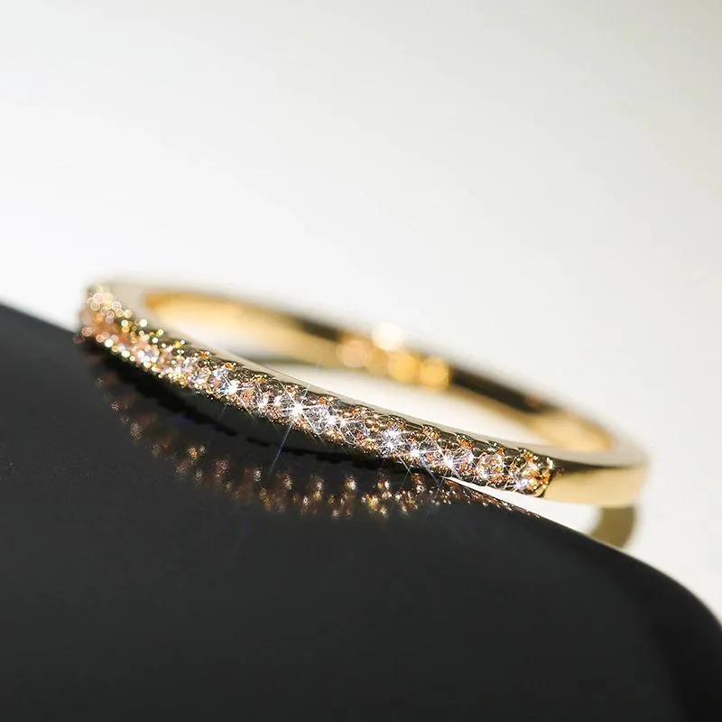 Minimalist Brilliant Zircon Encrusted Stackable Rings