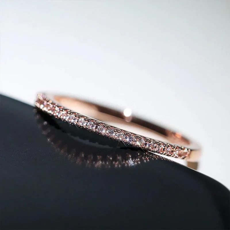Minimalist Brilliant Zircon Encrusted Stackable Rings