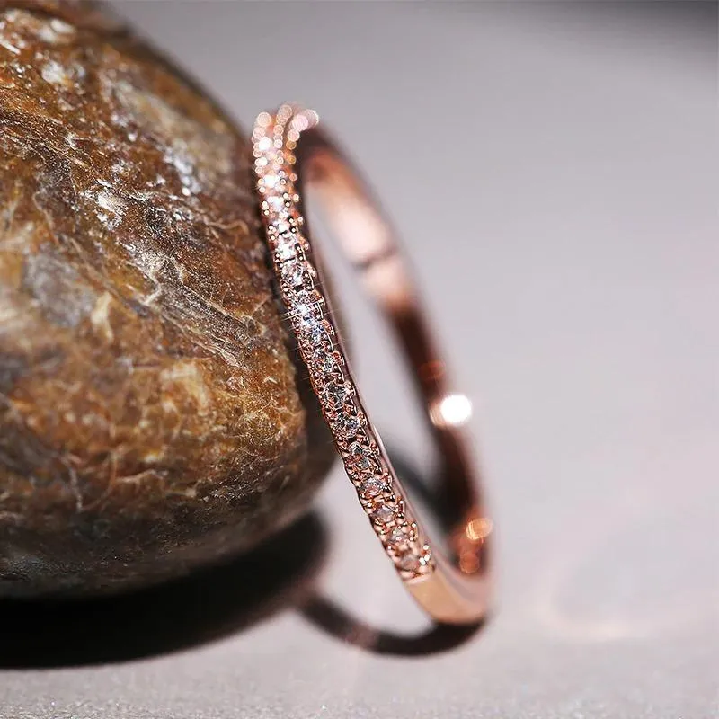Minimalist Brilliant Zircon Encrusted Stackable Rings