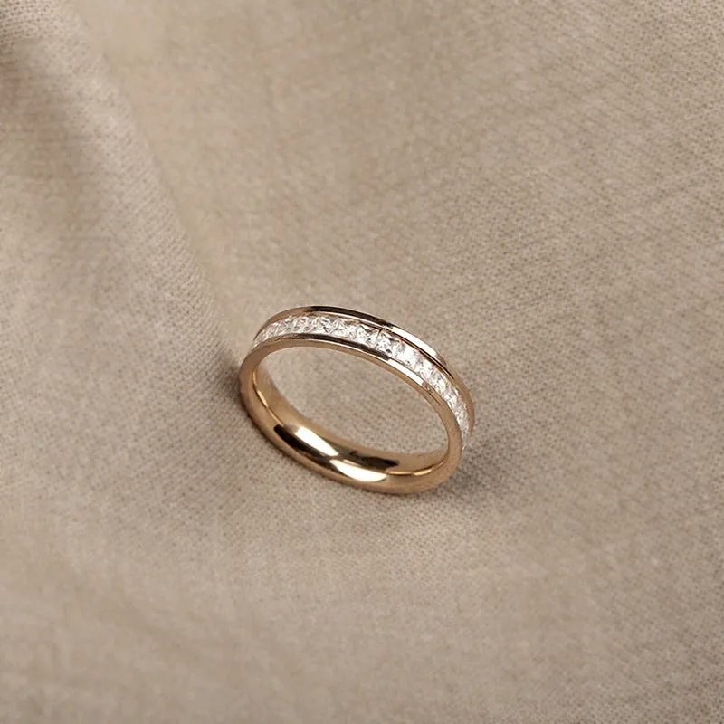 Minimalist Zircon Bejeweled Stackable Rings