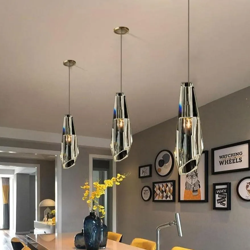 Modern Smoky Gray Glass Pendant for Kitchen Island
