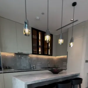 Modern Smoky Gray Glass Pendant for Kitchen Island