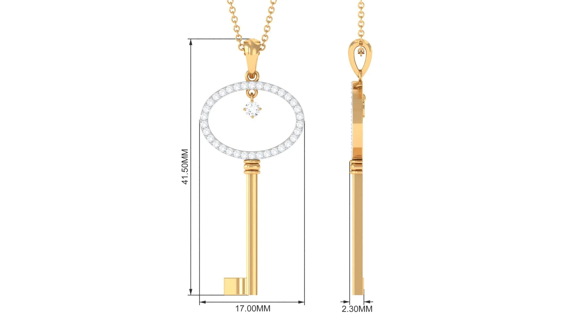 Moissanite Key Drop Pendant Necklace