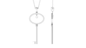 Moissanite Key Drop Pendant Necklace