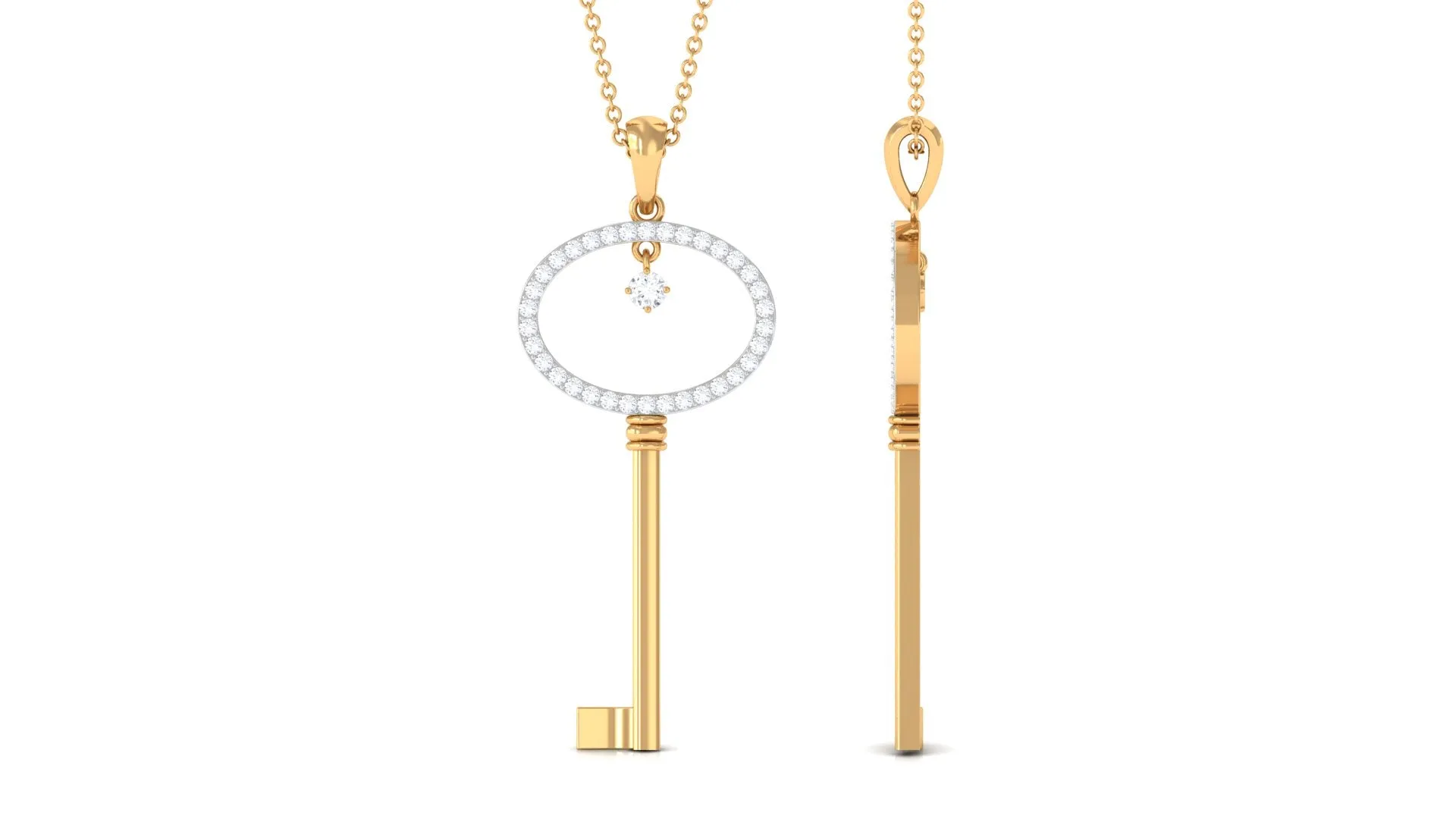 Moissanite Key Drop Pendant Necklace