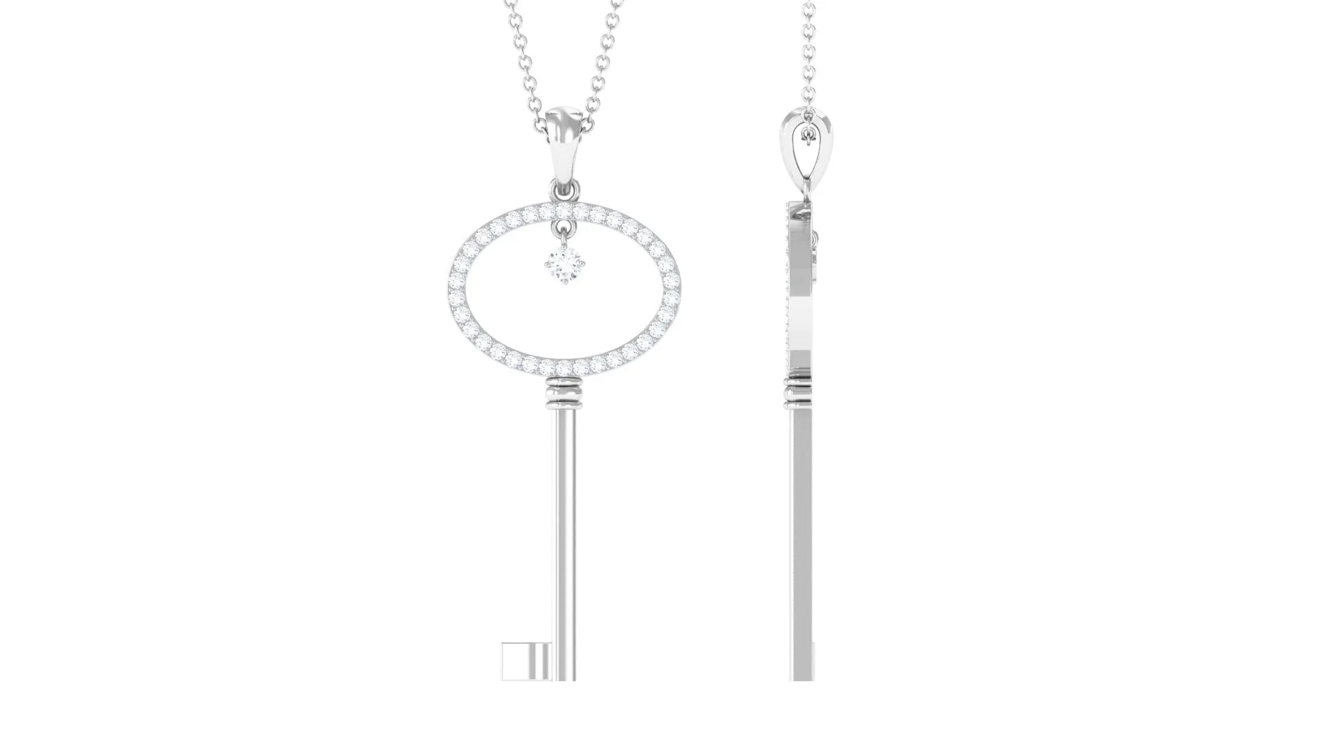 Moissanite Key Drop Pendant Necklace