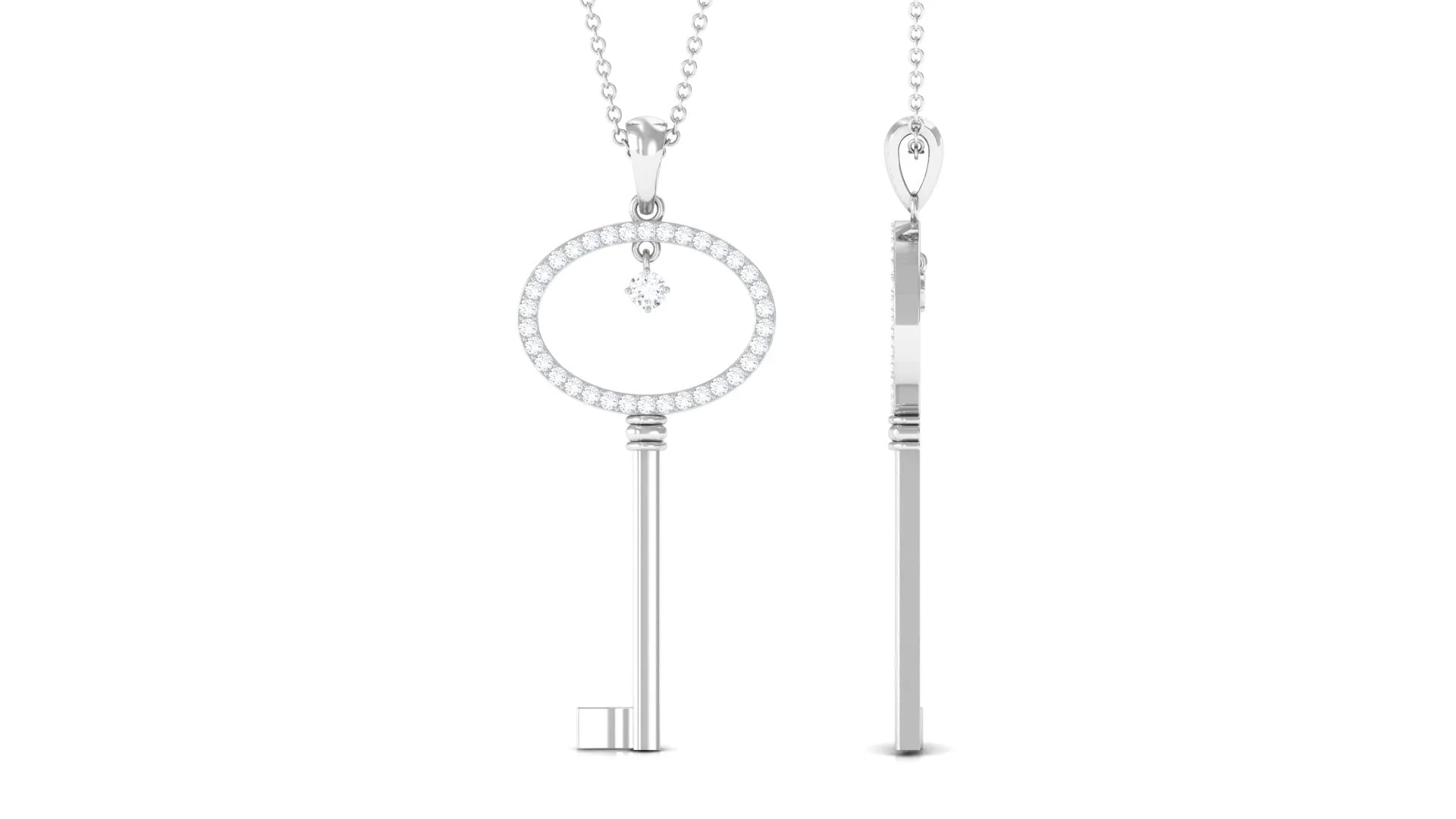 Moissanite Key Drop Pendant Necklace