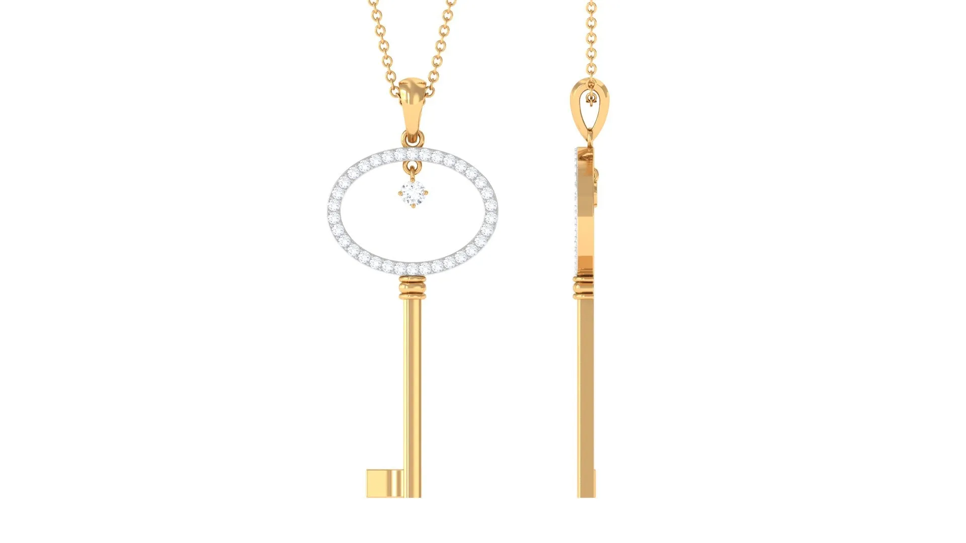 Moissanite Key Drop Pendant Necklace