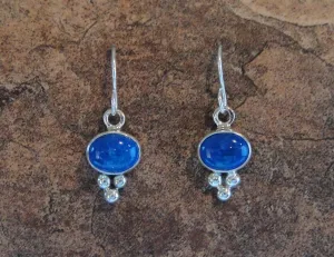 Native American Made Lapis and Sterling Silver Dainty Dangle Earrings