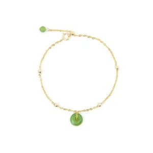 Natural Jade Bracelet Nephrite 18k Gold-Filled Bracelet NB135