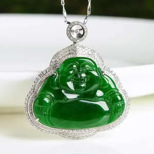 Natural Jade Pendant Jadeite Gold Buddha Pendant PT22