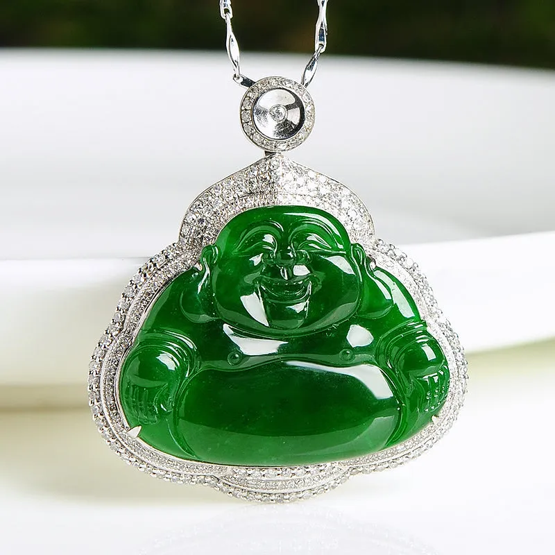 Natural Jade Pendant Jadeite Gold Buddha Pendant PT22