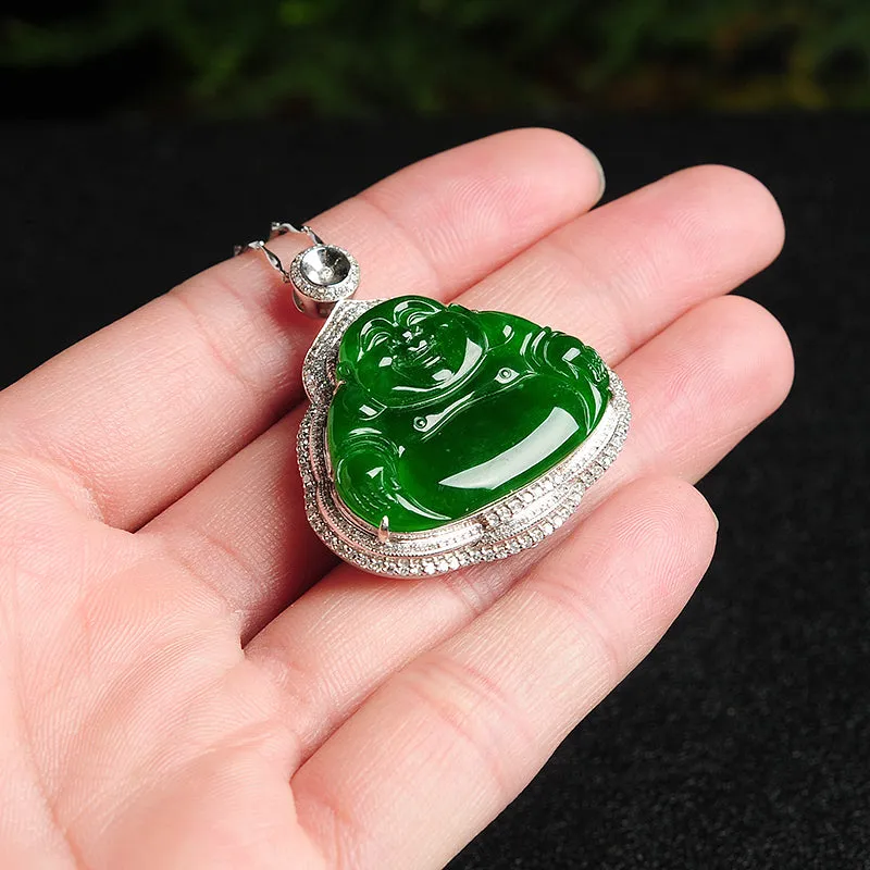 Natural Jade Pendant Jadeite Gold Buddha Pendant PT22