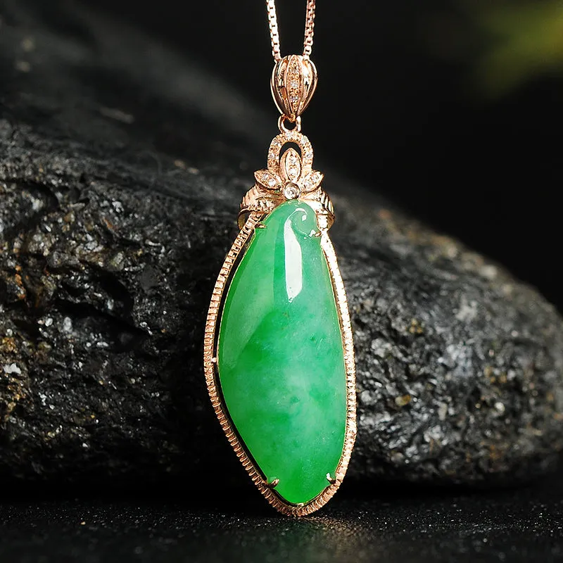 Natural Jade Pendant Jadeite Gold Pendant PT52