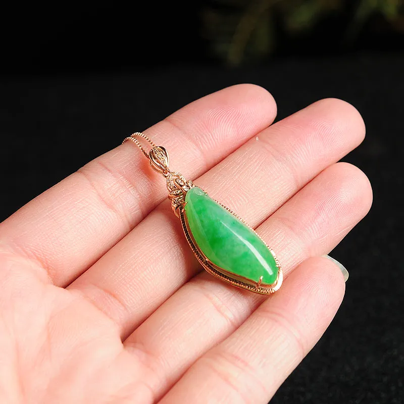 Natural Jade Pendant Jadeite Gold Pendant PT52