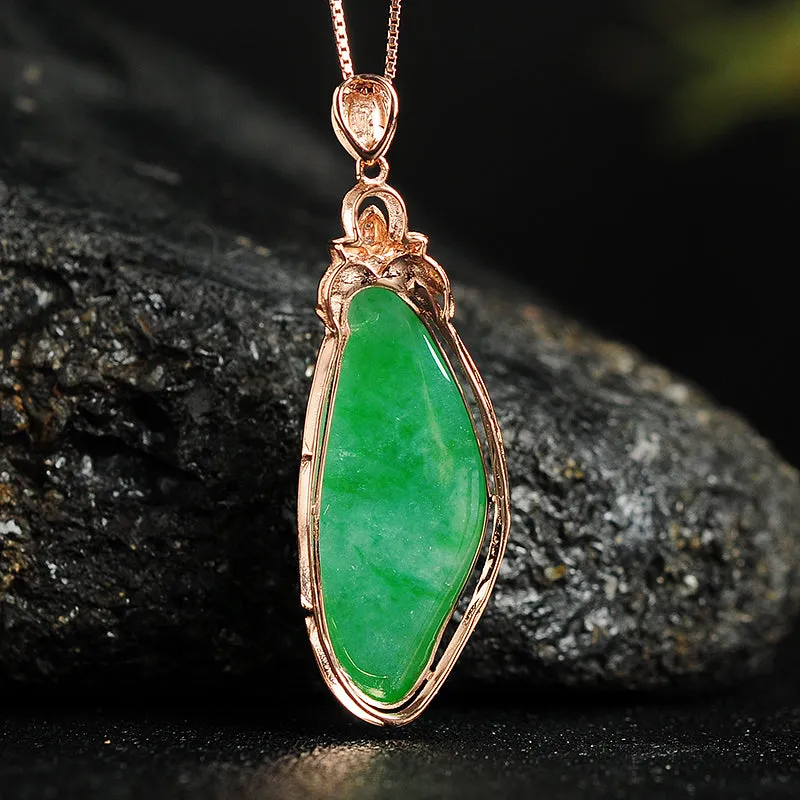 Natural Jade Pendant Jadeite Gold Pendant PT52
