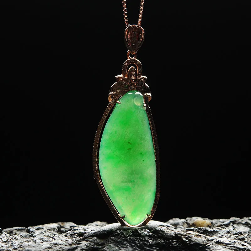 Natural Jade Pendant Jadeite Gold Pendant PT52