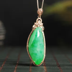 Natural Jade Pendant Jadeite Gold Pendant PT52