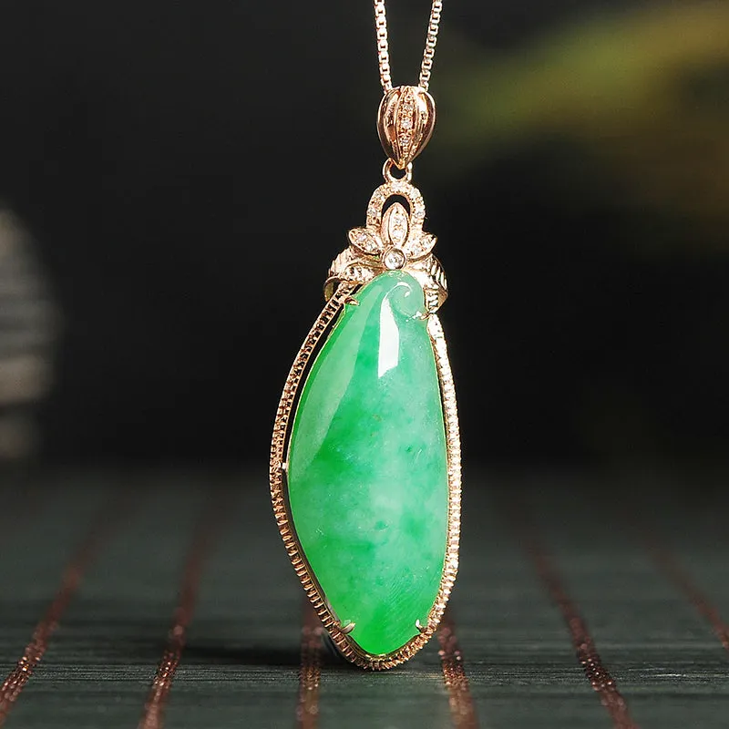 Natural Jade Pendant Jadeite Gold Pendant PT52