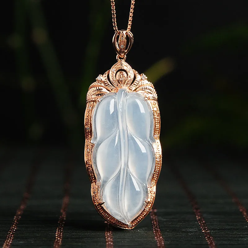 Natural Jade Pendant Jadeite Gold Pendant PT77
