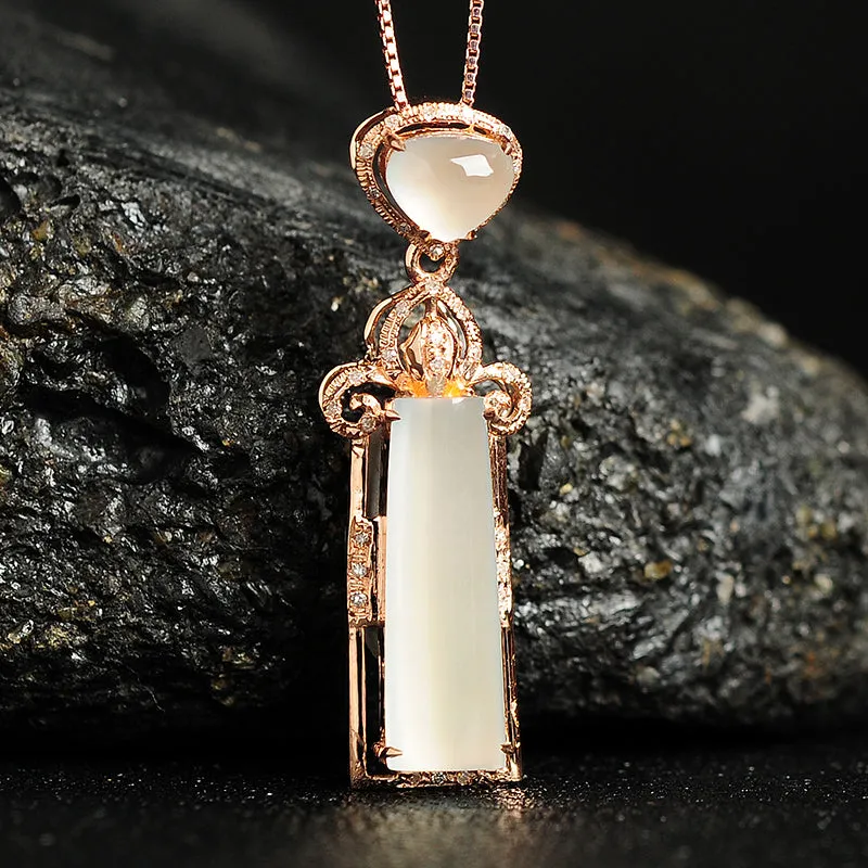 Natural Jade Pendant Jadeite Gold Pendant PT80