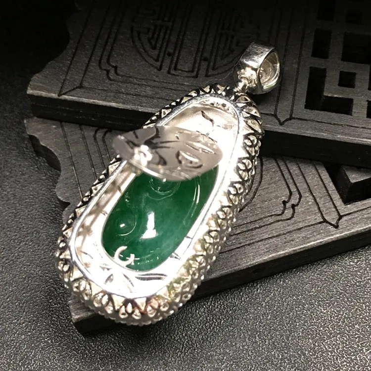 Natural Jade Pendant Jadeite Gold Ruyi Pendant PT291