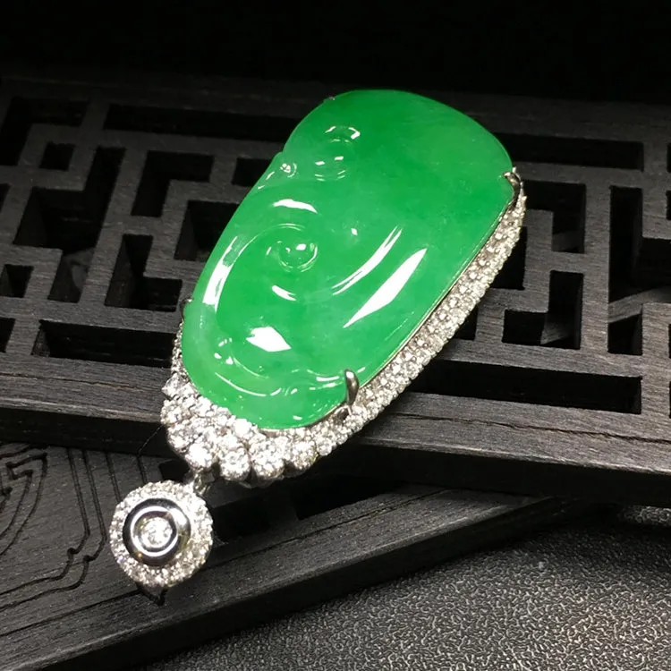 Natural Jade Pendant Jadeite Gold Ruyi Pendant PT291