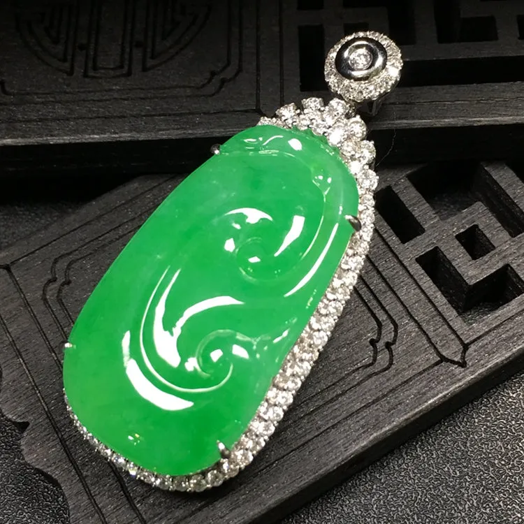 Natural Jade Pendant Jadeite Gold Ruyi Pendant PT291
