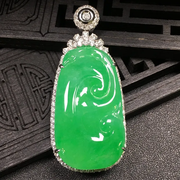 Natural Jade Pendant Jadeite Gold Ruyi Pendant PT291