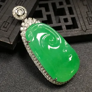 Natural Jade Pendant Jadeite Gold Ruyi Pendant PT291