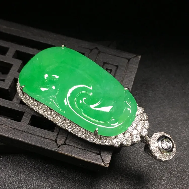 Natural Jade Pendant Jadeite Gold Ruyi Pendant PT291