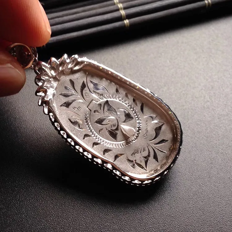 Natural Jade Pendant Jadeite Gold Ruyi Pendant PT452