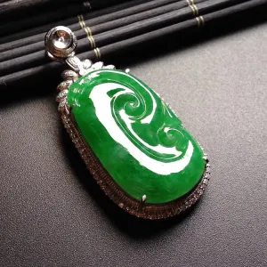 Natural Jade Pendant Jadeite Gold Ruyi Pendant PT452