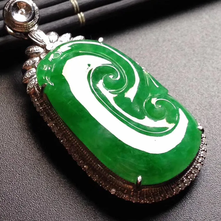 Natural Jade Pendant Jadeite Gold Ruyi Pendant PT452