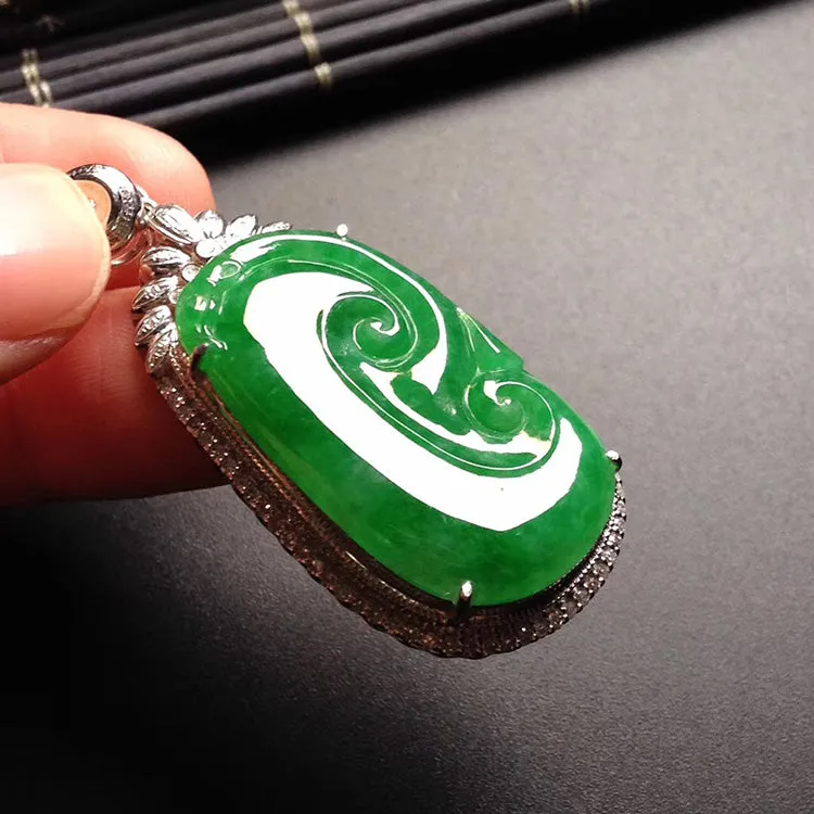 Natural Jade Pendant Jadeite Gold Ruyi Pendant PT452