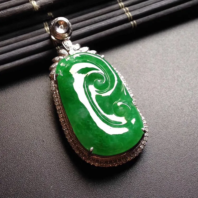 Natural Jade Pendant Jadeite Gold Ruyi Pendant PT452