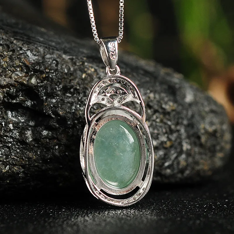 Natural Jade Pendant Jadeite Silver Pendant PT117