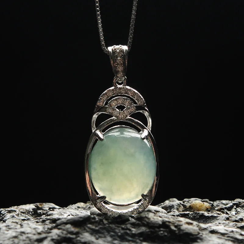 Natural Jade Pendant Jadeite Silver Pendant PT117